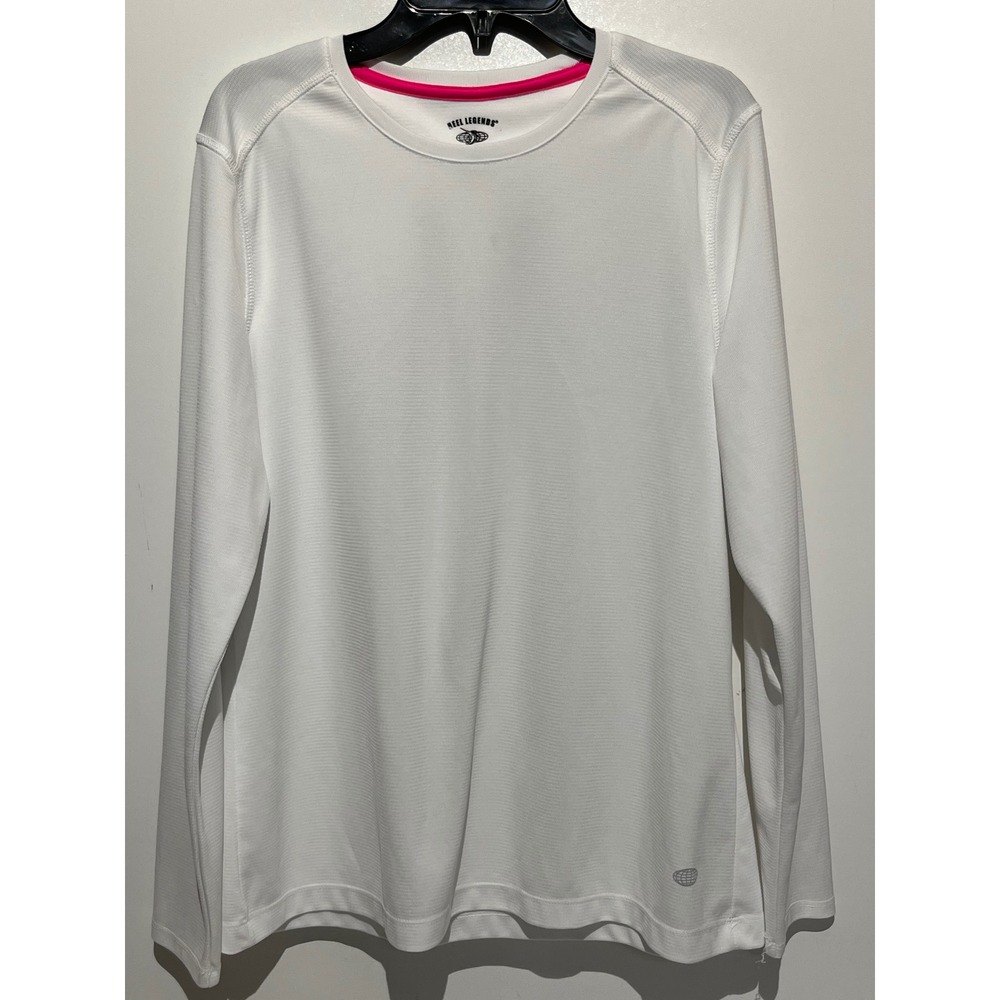 Reel Legends Womens Large White Long Sleeve‎ Performance Fishing Shirt Crew Neck